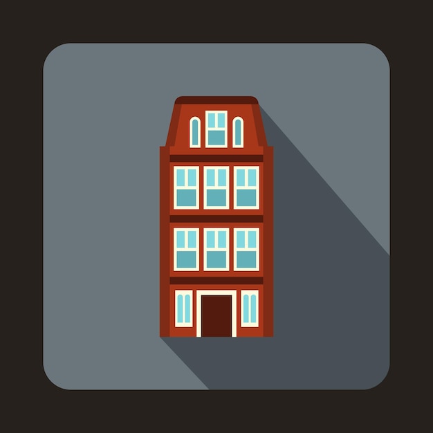 Dutch houses icon in flat style with long shadow Structure symbol