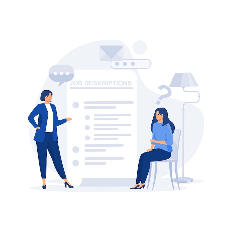 Vector duties and responsibilities for work job description concept employer notify of job description