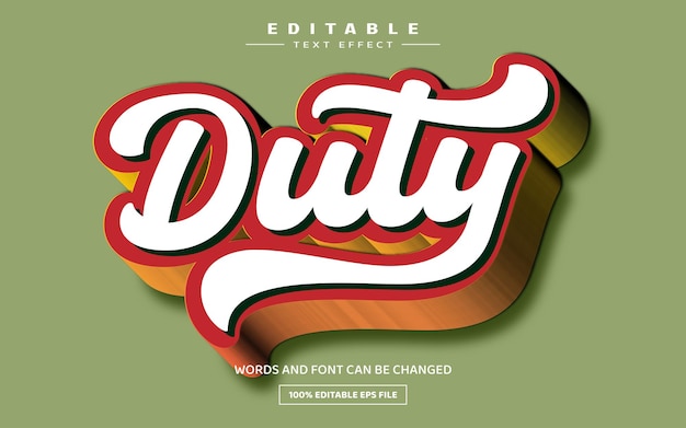 Duty 3D editable text effect template