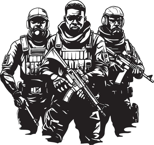 Duty in Shadows Black Vector Tribute to Army Resilience Nights Sentinels Monochromatic Vector Showc