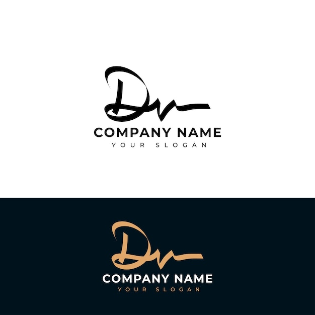 Dv Initial signature logo vector design
