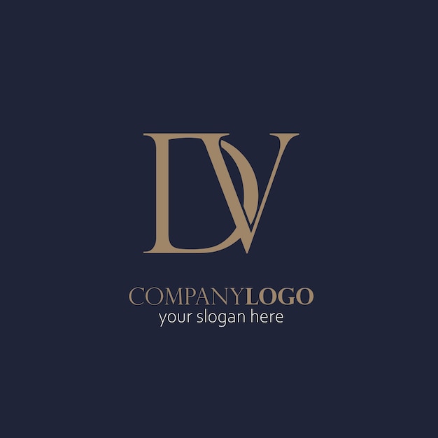 DV letter monogram logo elegant goud