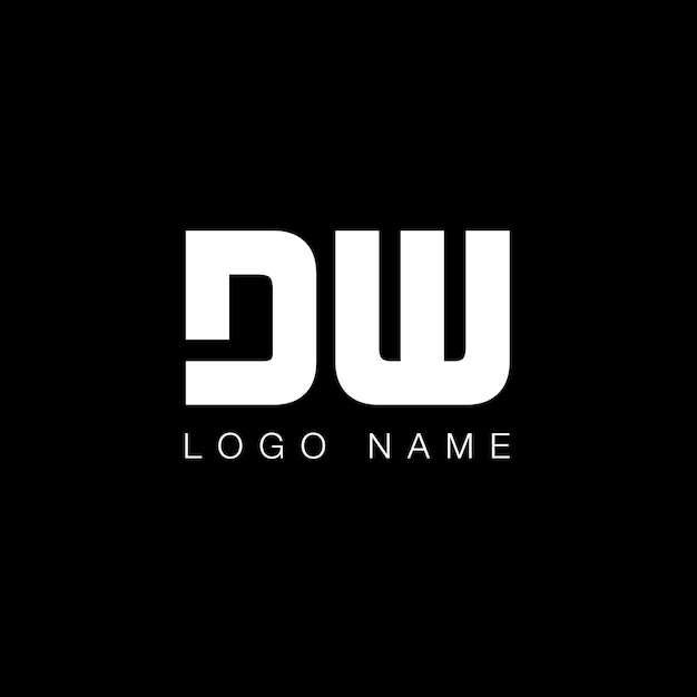 DW letter modern logo in black and white color