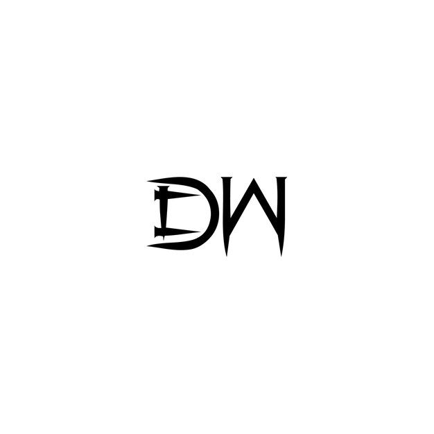 Вектор dw монограмма дизайн логотипа буква текст имя символ монохромный логотип алфавит персонаж простой логотип