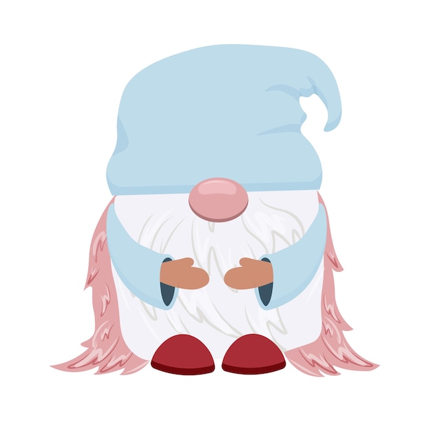 Vector dwarf angel dwarf in a blue cap wings cute character