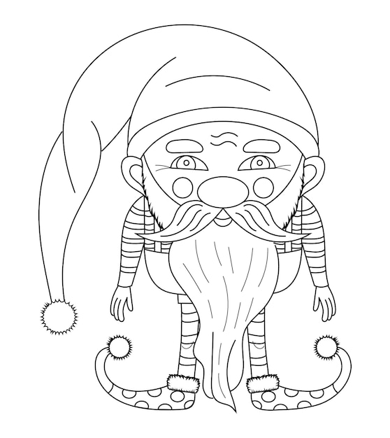 Dwarf coloring vector Christmas Santas fairy helper illustration