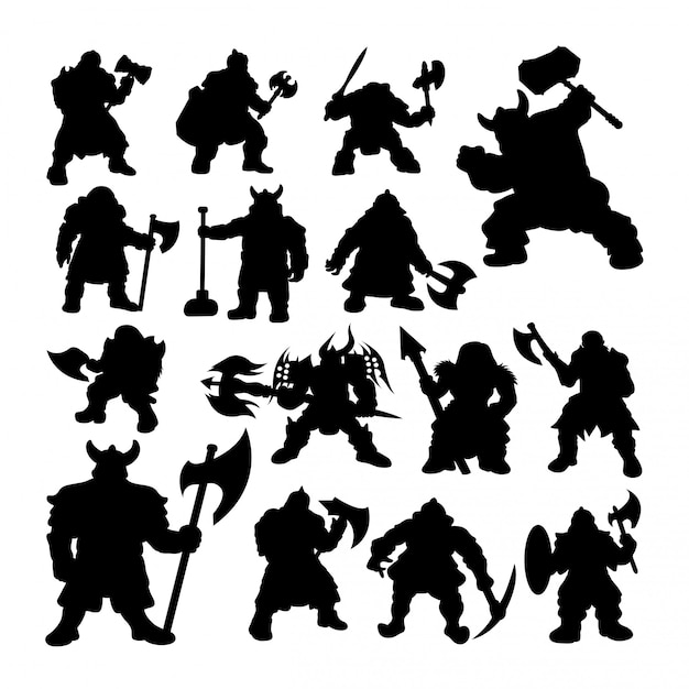 Dwarf warrior silhouettes