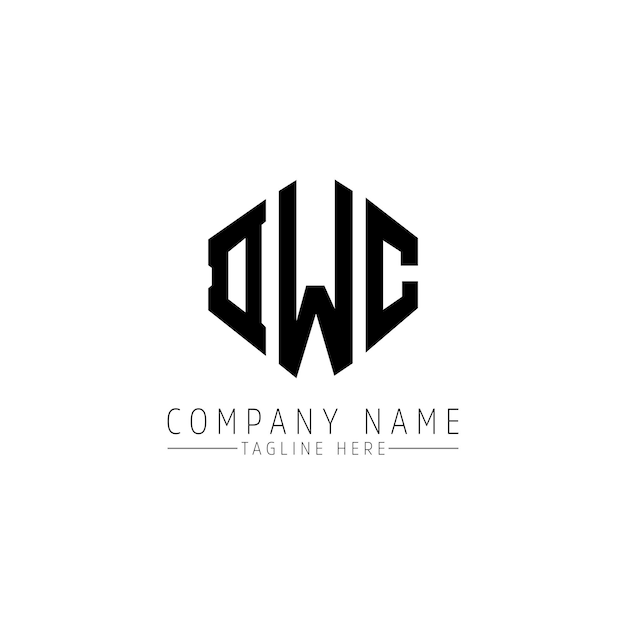DWC letter logo ontwerp met veelhoek vorm DWC veelhoek en kubus vorm logo ontwerp DWC zeshoek vector logo sjabloon witte en zwarte kleuren DWC monogram bedrijf en vastgoed logo