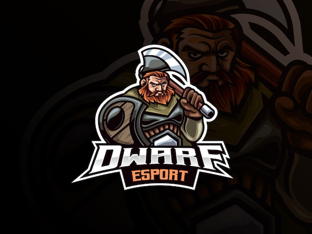 Dwerg krijger mascotte sport logo ontwerp