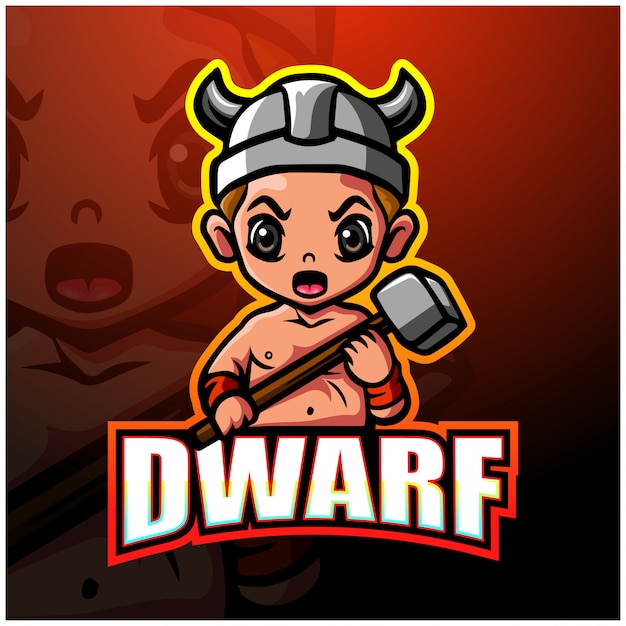 Dwerg mascotte esport illustratie