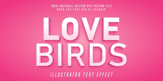 Vector dwergpapegaaien bewerkbaar 3d-teksteffect, lettertype in roze stijl