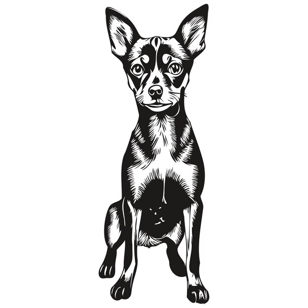 Vector dwergpinscher hond vector gezicht tekenen portret schets vintage stijl transparante achtergrond realistisch ras huisdier