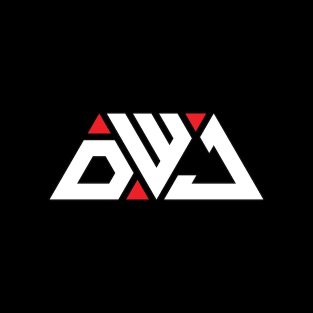 DWJ トライアングル・レター・ロゴ デザイン モノグラム DWJ トリアングルベクトル・ロゴ テンプレート 赤色 DWJ 三角ロゴ シンプル エレガントで豪華なLogo DWJ