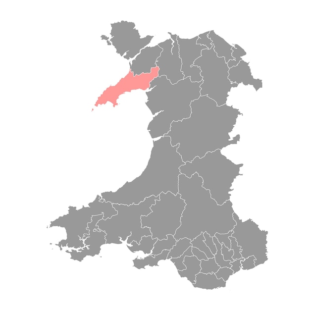 Dwyfor map district of Wales Vector illustration