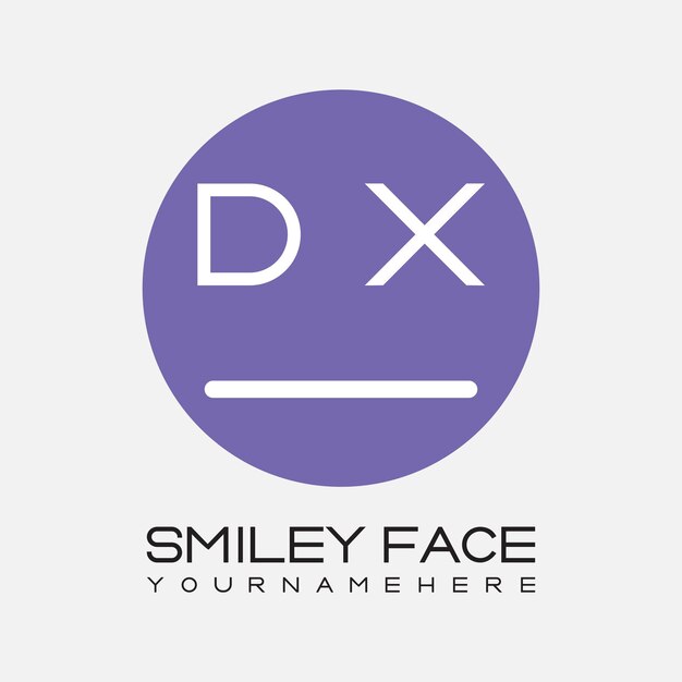 서클 스타일 디자인으로 스마일리 얼굴 로고의 DX 초기 모노그램