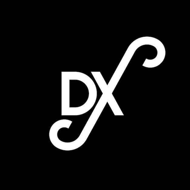 ベクトル 黒い背景に dx 文字のロゴデザイン dx クリエイティブ・イニシアル 文字ロゴコンセプト dx 文字デザイン dx 白い文字デザイン d x d x ロゴ