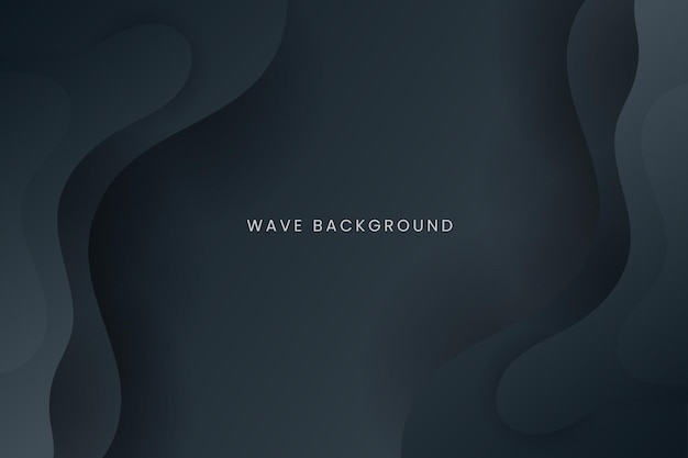 Вектор Динамический 3d абстрактный фон с черной бумагой, вырезанной волнами, концепция цветового дизайна современная жидкость