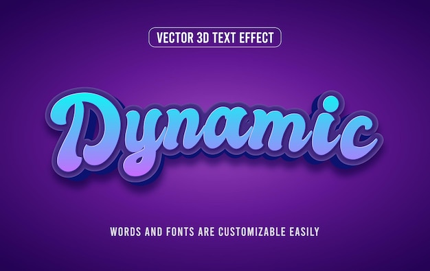 Dynamic 3d editable text effect style