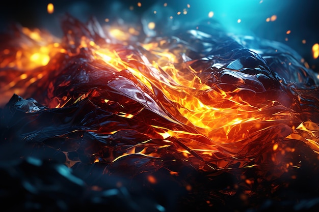 Vector dynamic abstract background resembling swirling ribbons of molten lava with a mix of fiery hues and