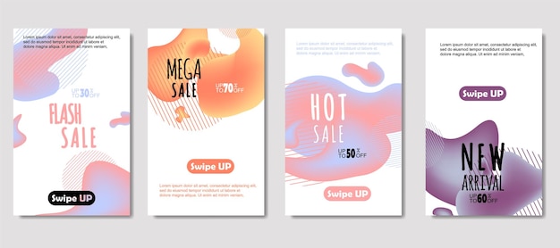 Dynamic abstract fluid mobile for sale banners sale banner template design mega sale special offer set design for flyer gift card poster on wall coverbook banner social media