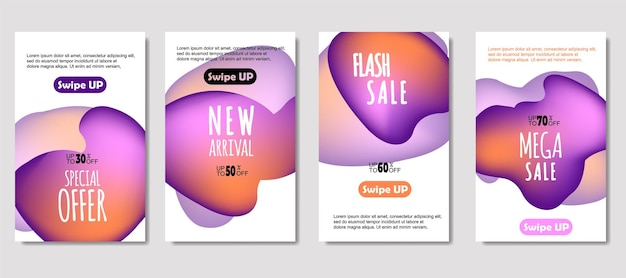 Dynamic abstract fluid mobile for sale banners Sale banner template design Mega sale special offer set design for flyer gift card Poster on wall coverbook banner social media