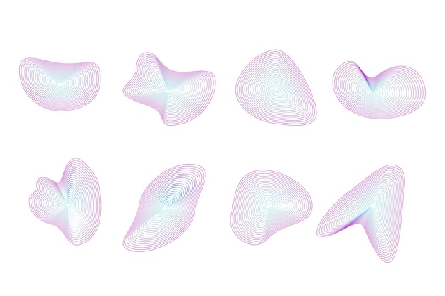 Dynamic amorphous organic shapes fluid forms set Vector element for design