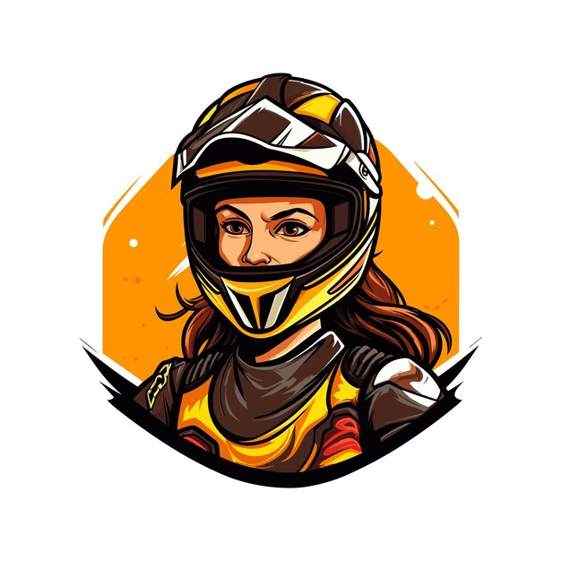 Вектор Динамичный и вдохновляющий логотип мотокросса девушка шлем клип арт сила и страсть женского мотокросса