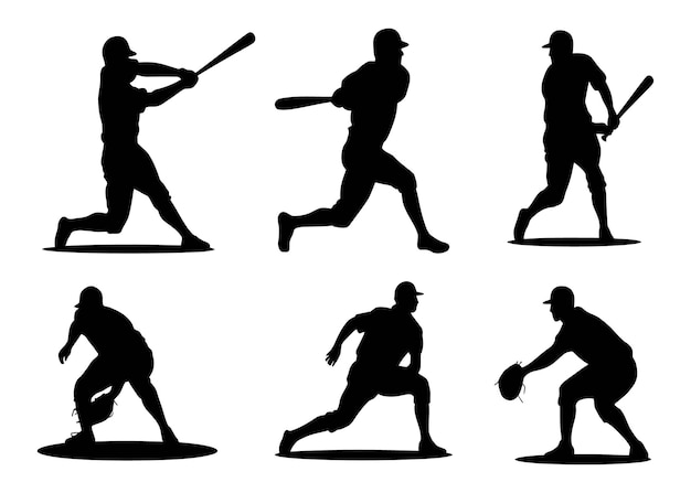 dynamic baseball silhouette set for game day posters event promotions and sports logos