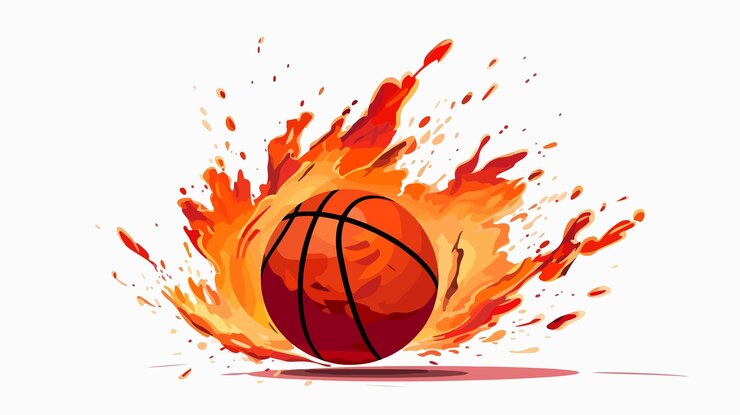 Vector dynamic basketball shot cartoon vector illustration