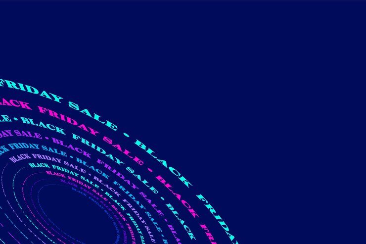 Vector dynamic blue digital wave with black friday sale concept