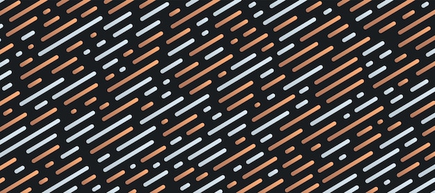 Dynamic bronze and silver color diagonal stripes on black background Abstract