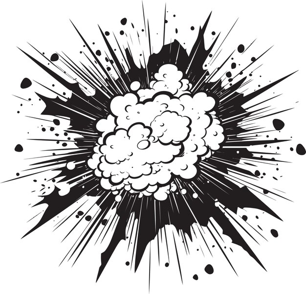 Vector dynamic burst black logo met comic explosion comic adventure vector icon in het zwart