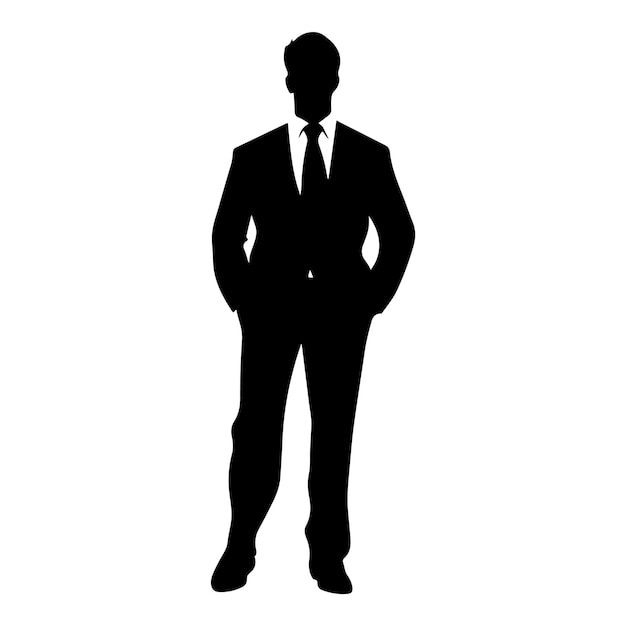 Dynamic businessman silhouette clipart on a white background