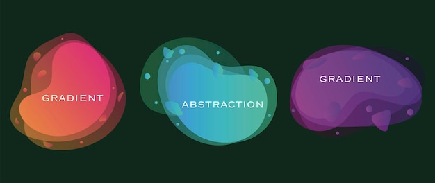 Vector dynamic color forms gradient banners with smooth liquid shapes on a green background