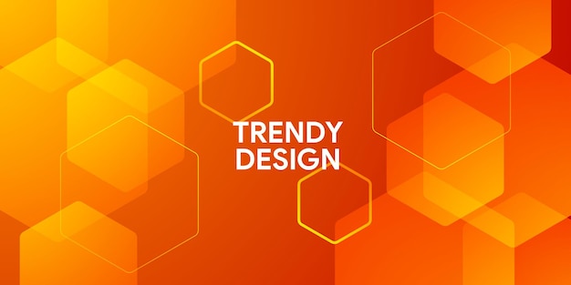 Dynamic colourful orange hexagon with digital connection concept background