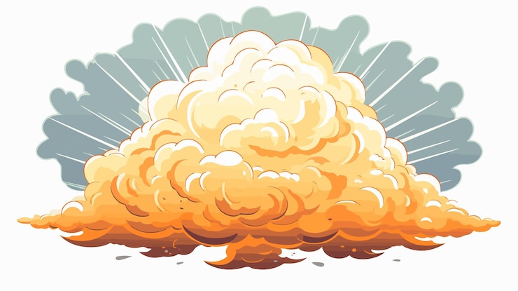 Vector dynamic comic style cartoon of storm cloud and sun