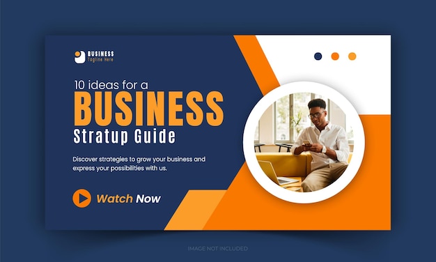 Vector dynamic corporate vibrant yellow blue youtube thumbnail in professional web banner design template