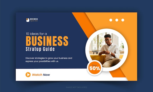 Dynamic Corporate Vibrant Yellow Blue YouTube Thumbnail in Professional Web Banner Design Template