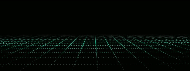 Dynamic flow of digital particles Perspective grid of interlaced dots Network connection structure Big data visualization Vector illustration