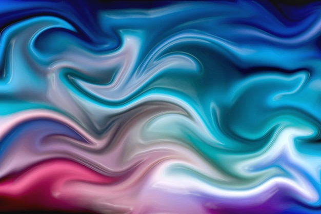 Vector dynamic fluid liquid glanzende stof textuur iriserende holografische blauwe en roze kleur achtergrond