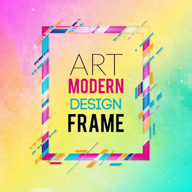 Vector dynamic frame with stylish  colorful abstract geometric shapes around it