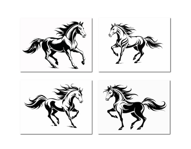 Dynamic Galloping Horse vector set