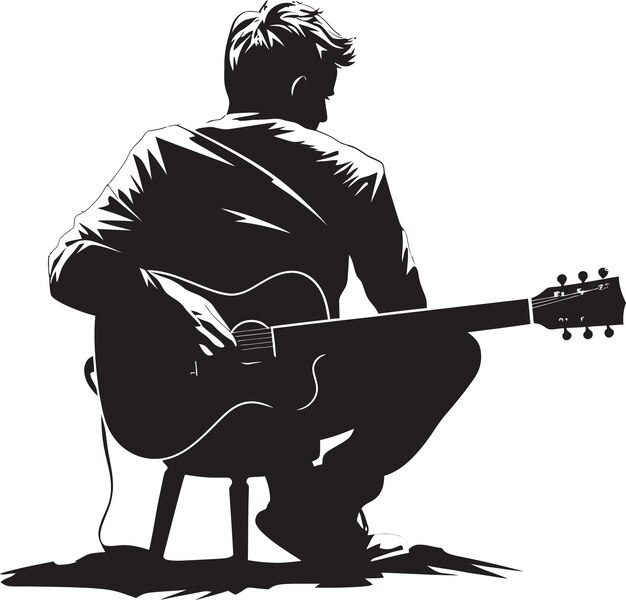 Dynamic Guitarist Logo Design Vector String Serenade Muzikant Icon Symbol