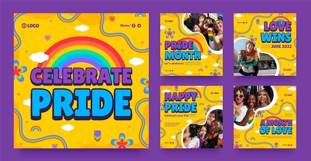 Vector dynamic happy pride month instagram posts