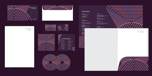 Dynamic holographic line triangle circle gradient corporate business identity stationery