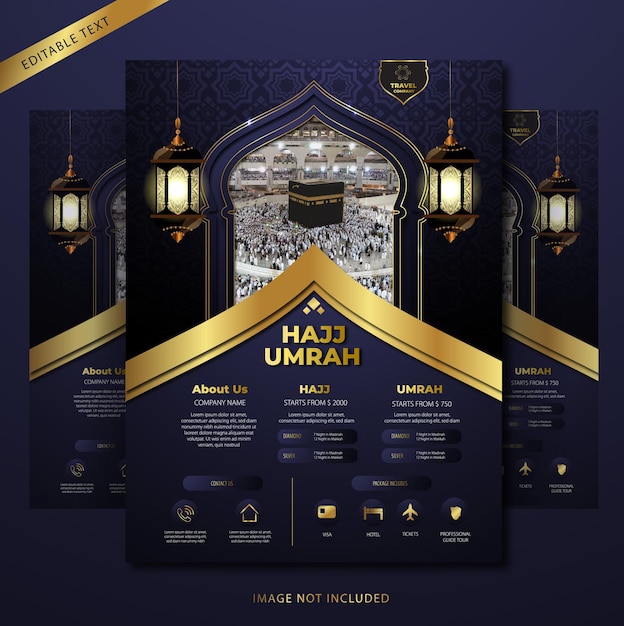 Dynamic islamic blue hajj poster banner