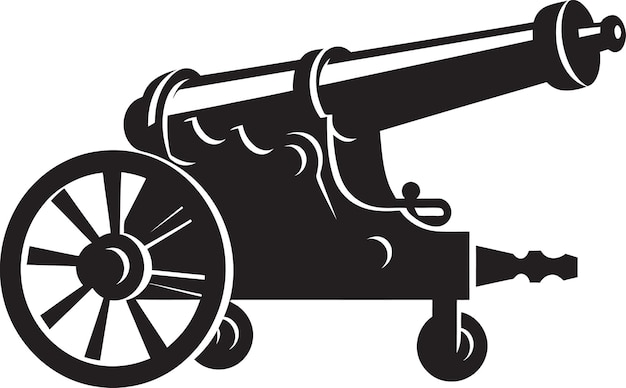 Dynamic Lethality Black Cannon Firearm Iconic Symbolism Elegant Weaponry Vector Black Cannon Emblem