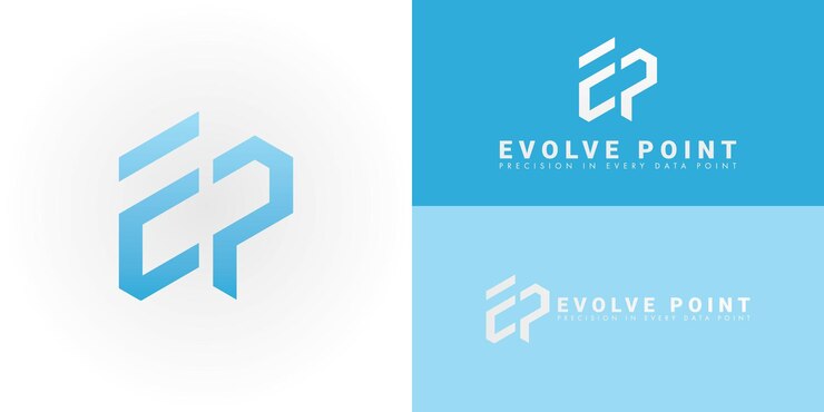 동적 인 로고 디자인은 창의적으로 이니셜 EP를 스타일화 된 모양으로 통합합니다.