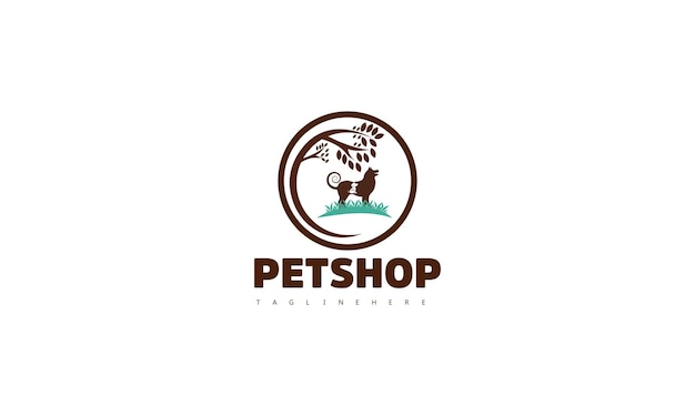 Logo dinamico che mostra la gioia dell'adozione di animali domestici con animali diversi e adorabili