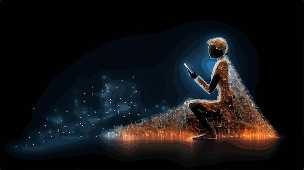 dynamic mesh operator communicating answer speech with sparkle effect